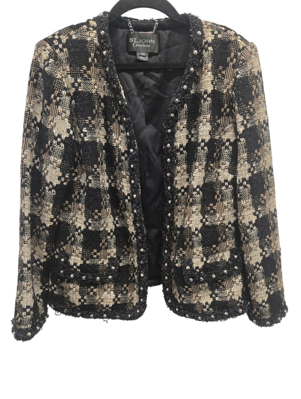 St John Couture Tweed Studded Jacket Sz Us 6